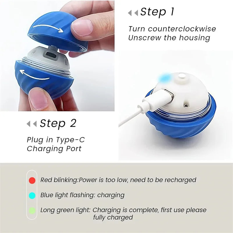 Interactive USB Rechargeable Dog and Cat Toy Ball - Bouncing Fun for Endless Play!