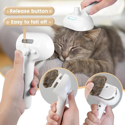 Transform Grooming Time with Our 3-in-1 Electric Steam Brush for Cats and Dogs – Effortless Massaging and Hair Removal!